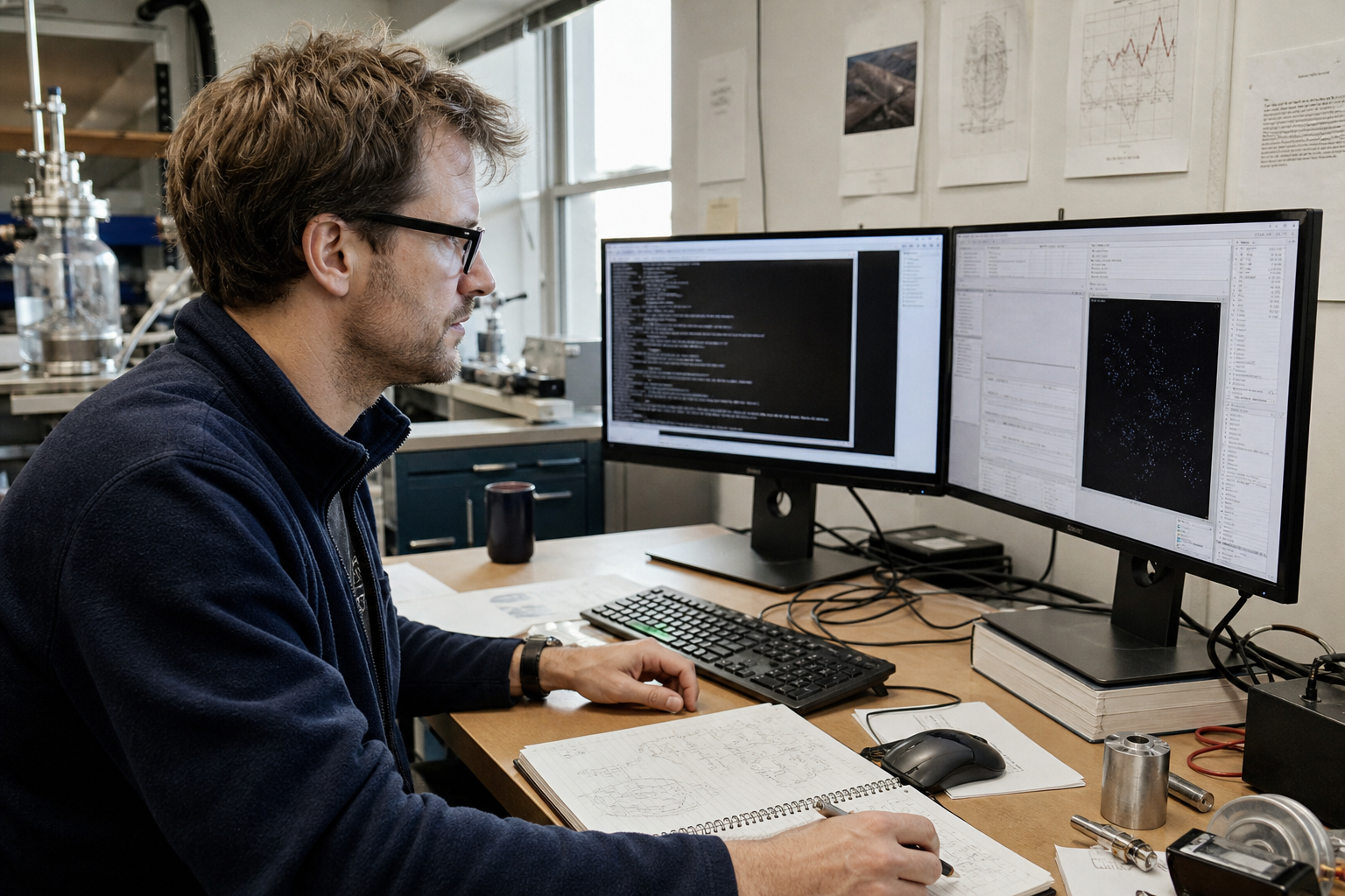 Windows administrator reviewing remote terminal sessions at a bright desk